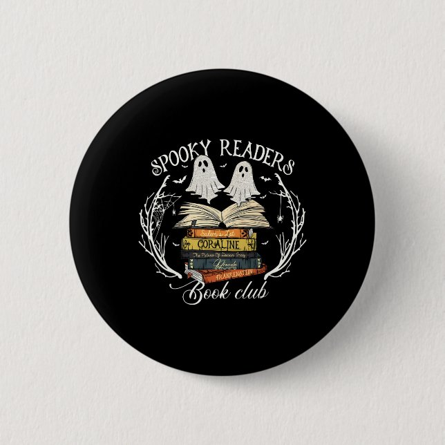 Spooky Readers Bok Klubb Teacher Funny Ghost Lyckl Knapp (Framsida)