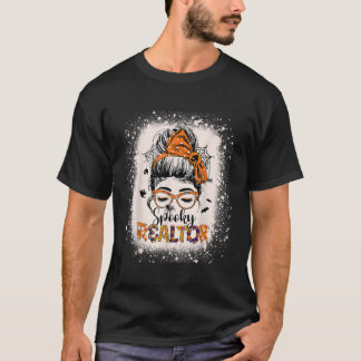 Spooky Real Gods Agent Funny Halloween Messy Bun T Shirt