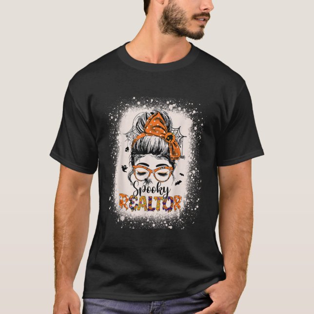Spooky Real Gods Agent Funny Halloween Messy Bun T Shirt (Framsida)