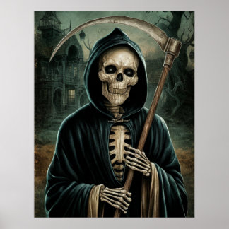 Spooky Reaper with Scythe Poster