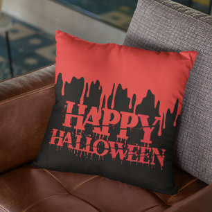 Spooky Red Blood Dripping Happy halloween Kudde