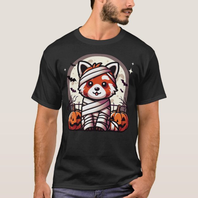 spooky Red Panda mummy T Shirt (Framsida)