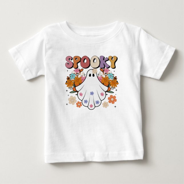 Spooky Retro Ghost Halloween Cute T Shirt (Framsida)