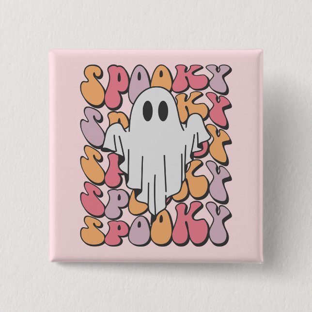 Spooky Retro Ghost Knapp (Framsida)