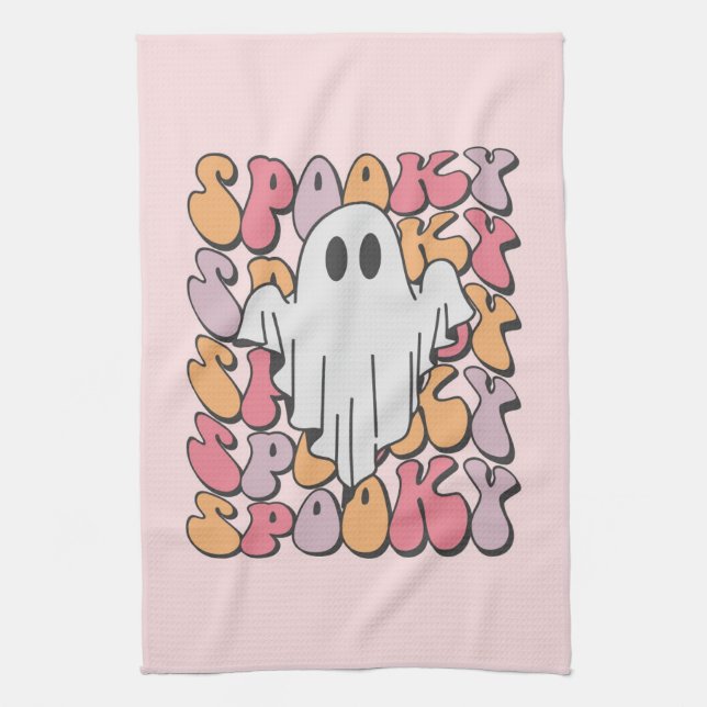Spooky Retro Ghost Kökshandduk (Vertikal)