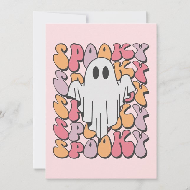 Spooky Retro Ghost Kort (Framsida)