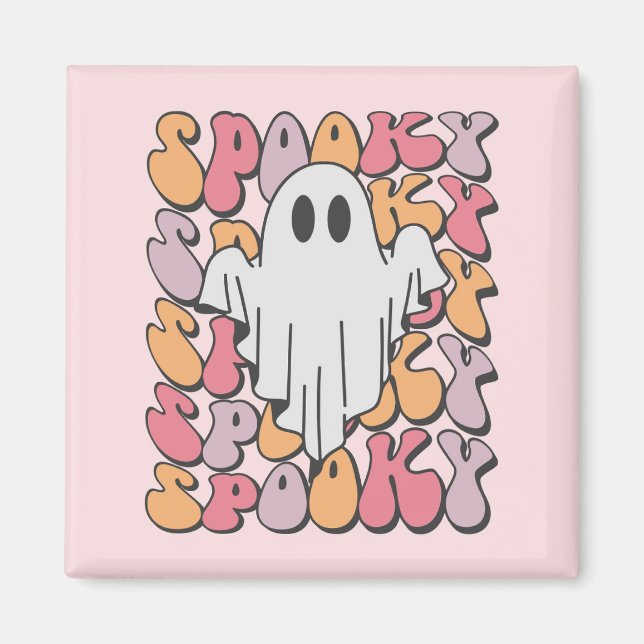 Spooky Retro Ghost Magnet (Framsidan)