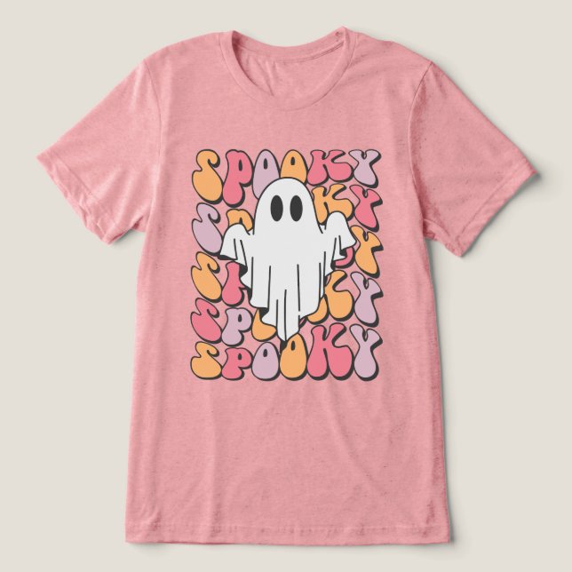 Spooky Retro Ghost T Shirt (Design Framsida)