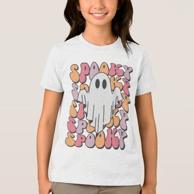 Spooky Retro Ghost T Shirt (Framsida)