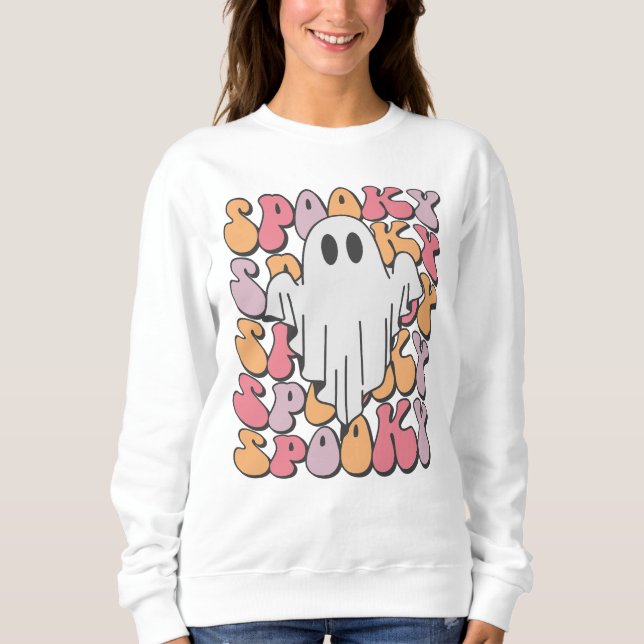 Spooky Retro Ghost T Shirt (Framsida)
