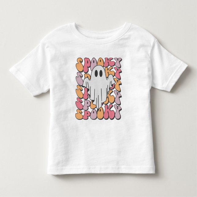 Spooky Retro Ghost T Shirt (Framsida)
