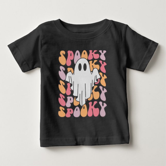 Spooky Retro Ghost T Shirt (Framsida)