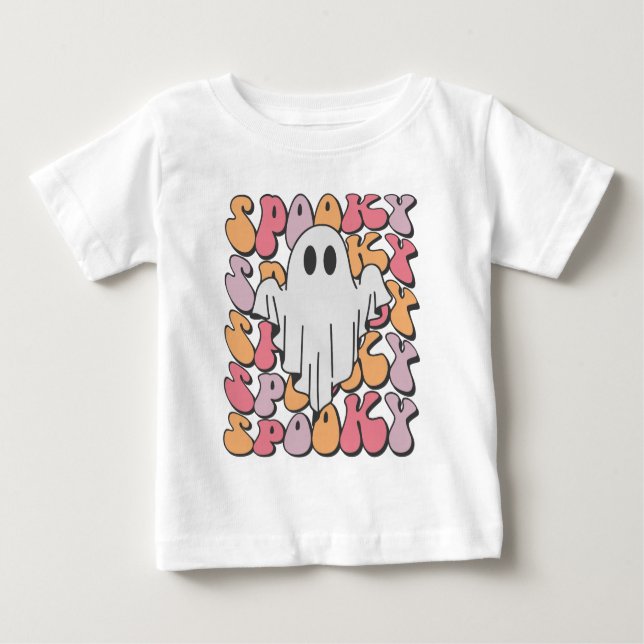 Spooky Retro Ghost T Shirt (Framsida)