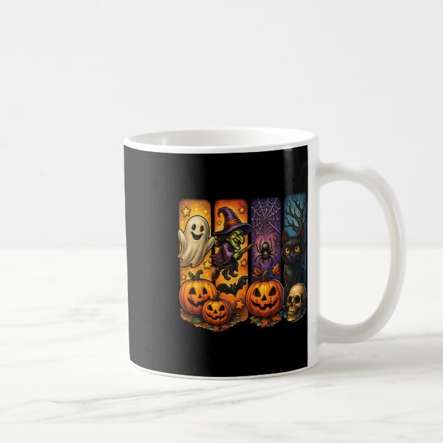 Spooky Retro Ghost Witch Funny Halloween Boys Kids Kaffemugg (Höger)