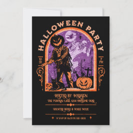 Spooky Retro Ghoul Halloween Inbjudningar