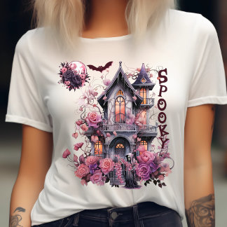 Spooky-Retro-Rosa Halloween-Haunted House-Ro T Shirt