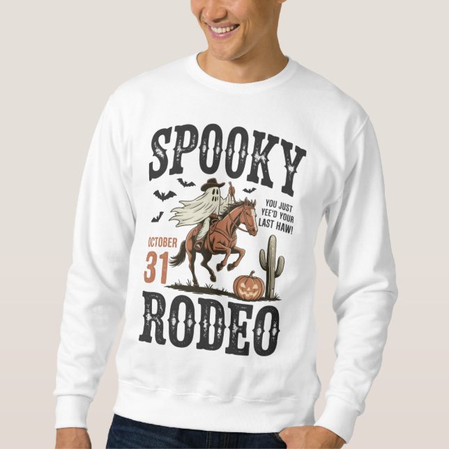Spooky Rodeo Western Halloween Lång Ärmad Tröja (Framsida)