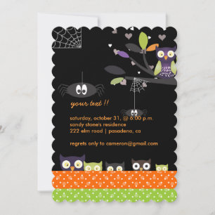 Spooky Roligt Colorful Hoot Uggla Holloween Party Inbjudningar