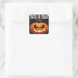 Spooky Roligt Evil Pumpkin Bus eller godis Fyrkantigt Klistermärke