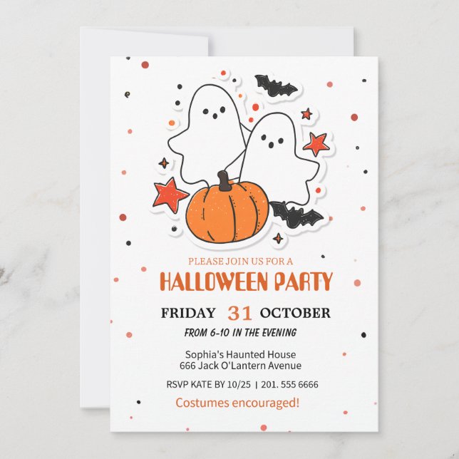 Spooky Roligt Halloween Costume Party-inbjudan Inbjudningar (Framsida)