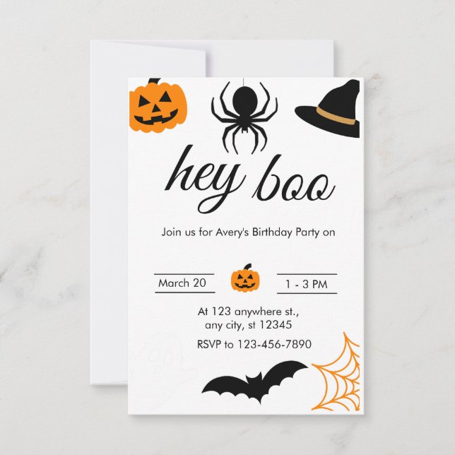 Spooky Roligt Halloween Födelsedagsfest Inbjudningar (Framsida)