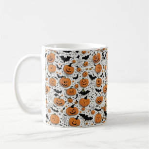 Spooky Roligt Halloween Pumpkins & Fladdermus Möns Kaffemugg