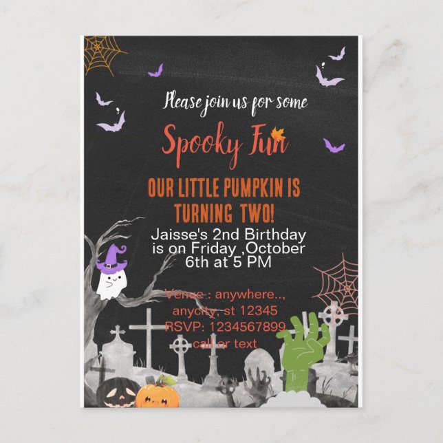 Spooky roligt Halloween-tema speciellare party Meddelande Vykort (Framsida)