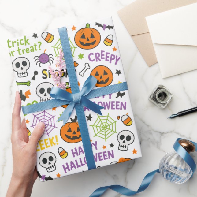 Spooky & Roligt Pumpkin - Colorful Halloween Mönst Presentpapper (Gifting)