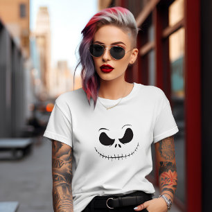 Spooky Roligt Skeleton Ansikte T Shirt