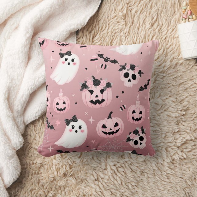 Spooky rosa halloween-kudde kudde (Filt)