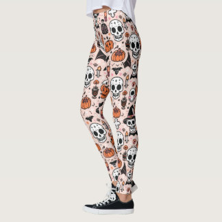 Spooky Rosa Halloween-temat Tile Leggings