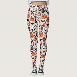 Spooky Rosa Halloween-temat Tile Leggings