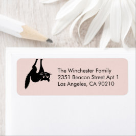 Spooky rosa svart katt Halloween adress Returadress Etikett