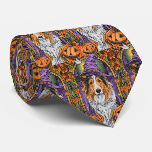 Spooky Rough Collie Hund Halloween Witch Pumpkin Slips