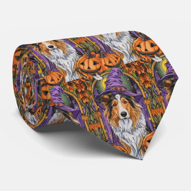 Spooky Rough Collie Hund Halloween Witch Pumpkin Slips (Rullad)