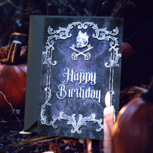 Spooky Royal Silver Vintage Gothic Skull Kung Card Kort