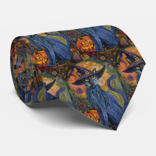 Spooky Russian Blue Cat Halloween Witch Pumpkin Slips