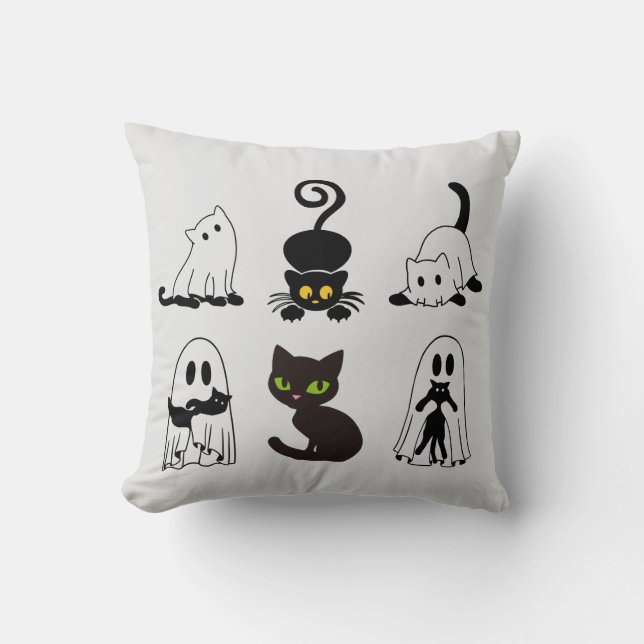 Spooky säsongen Black Cat Halloween Kudde (Framsida)