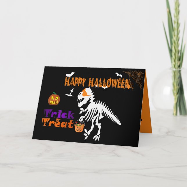 Spooky Saurus T-Rex happy halloween Kort (Framsida)