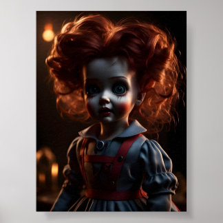 Spooky Scary Creepy Horror Halloween Thmet Doll Poster