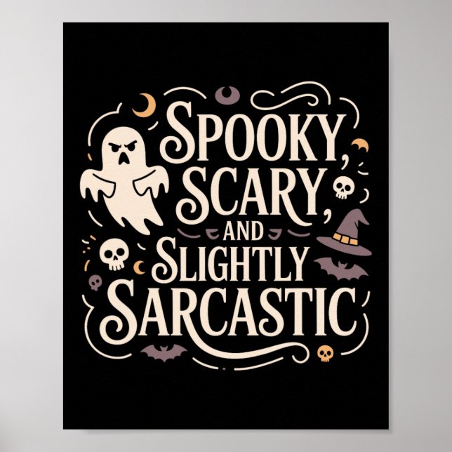 Spooky Scary något Sarkastic Ghost Tee Poster (Framsidan)