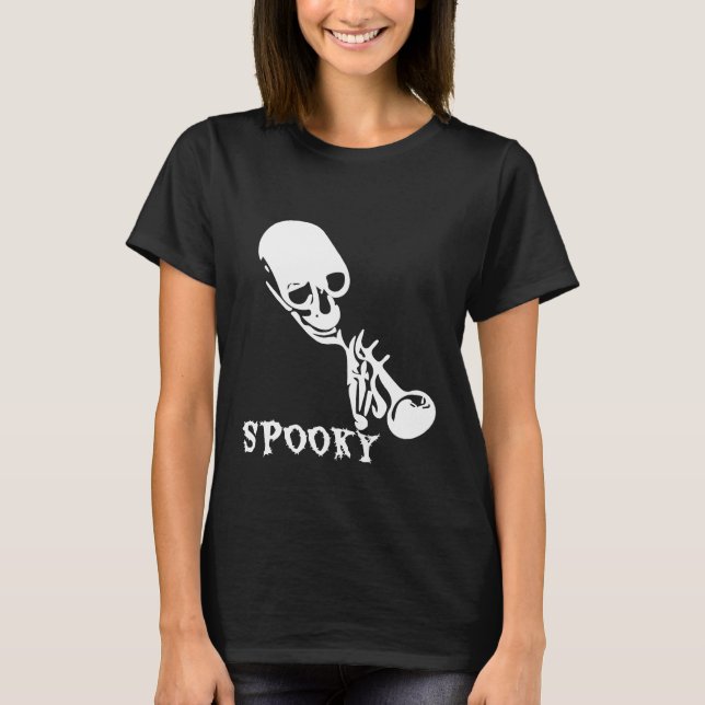 Spooky Scary Skeleton Trumpet Meme T-Shirt White S (Framsida)