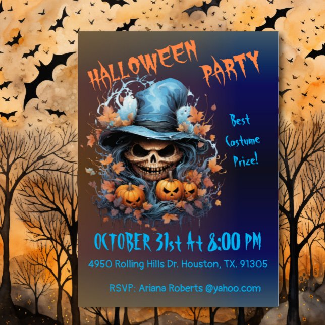 Spooky Scary Skull Halloween fest Inbjudningar (Skapare uppladdad)