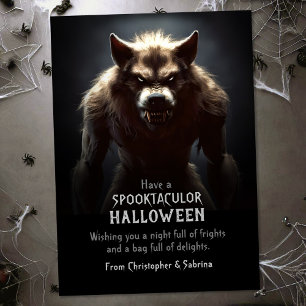 Spooky Scary Werevargen Halloween Hälsning Julkort