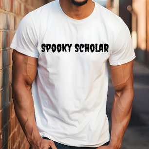 Spooky Scholar black typography T Shirt