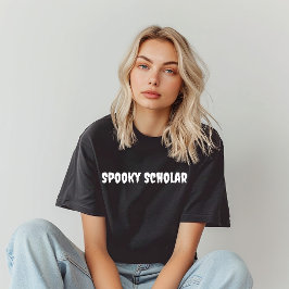 Spooky Scholar white typography T Shirt