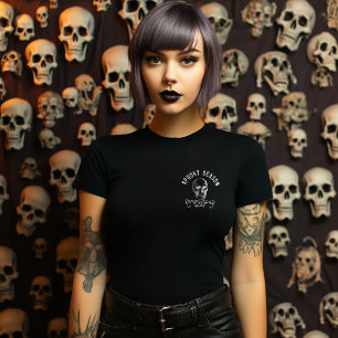 Spooky Season Black and White Skull T Shirt