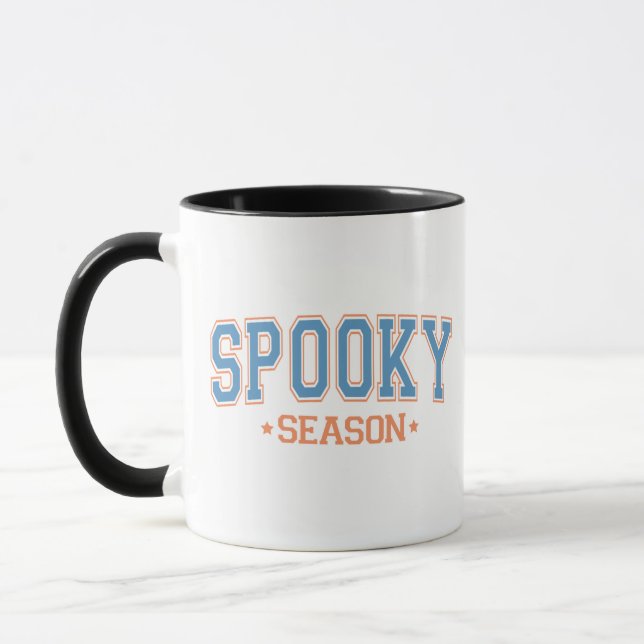 Spooky Season Blue och Orange White Halloween Mugg (Vänster)