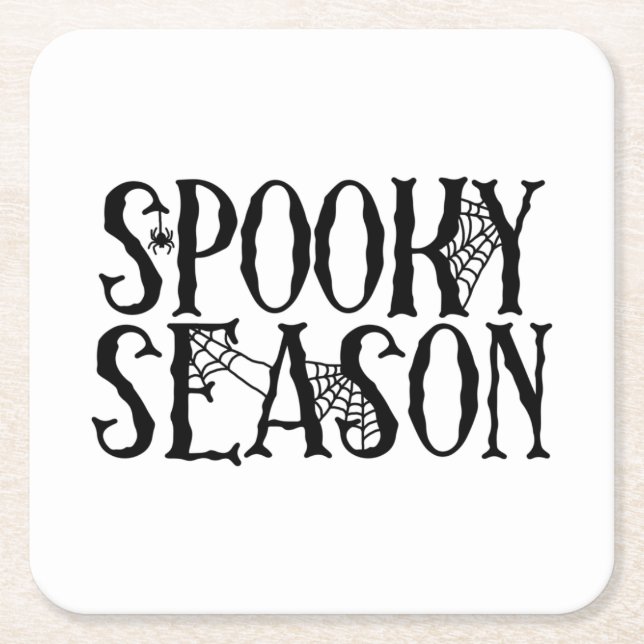 Spooky Season - Creepy Spindelnät Halloween Underlägg Papper Kvadrat (Framsidan)