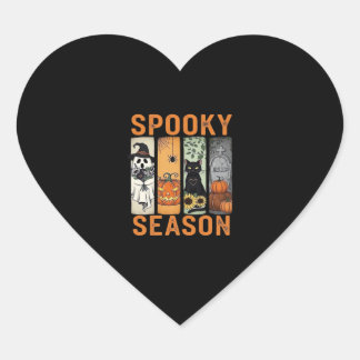 Spooky Season - Cute Ghost, Black Cat, Pumpkin & H Hjärtformat Klistermärke